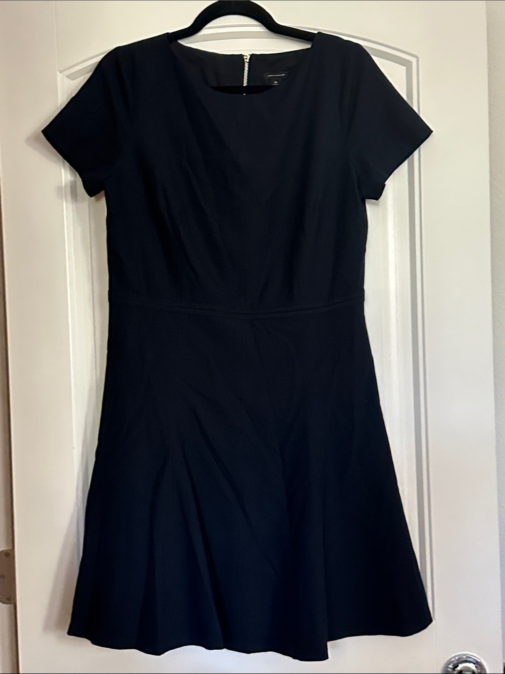 Classic Black Short-Sleeve Fit & Flare Dress Ann Taylor size 10